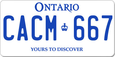 ON license plate CACM667