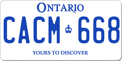 ON license plate CACM668