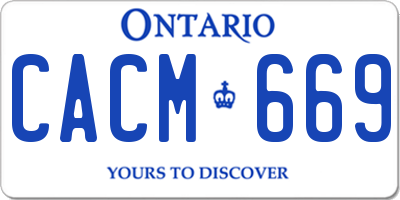 ON license plate CACM669