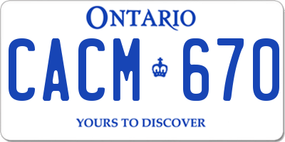 ON license plate CACM670