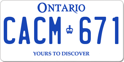 ON license plate CACM671