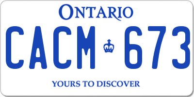 ON license plate CACM673