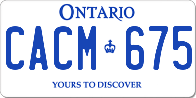 ON license plate CACM675