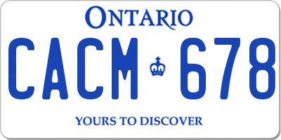 ON license plate CACM678