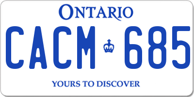 ON license plate CACM685