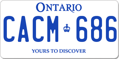 ON license plate CACM686