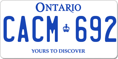 ON license plate CACM692