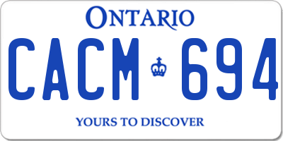 ON license plate CACM694