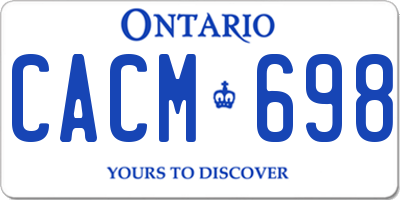 ON license plate CACM698