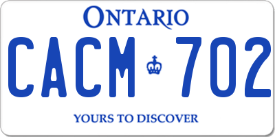 ON license plate CACM702