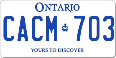 ON license plate CACM703