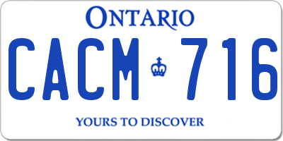 ON license plate CACM716