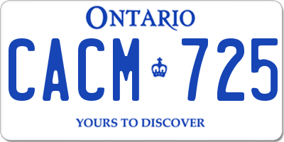 ON license plate CACM725