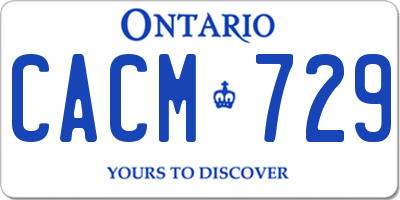 ON license plate CACM729