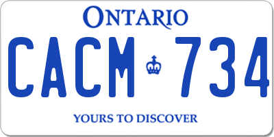 ON license plate CACM734