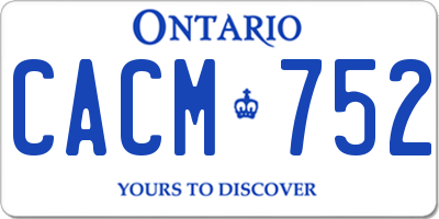 ON license plate CACM752