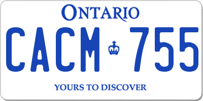 ON license plate CACM755