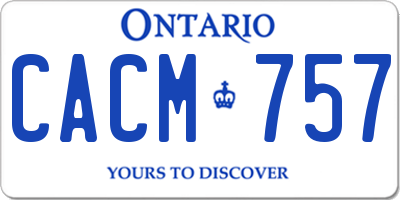 ON license plate CACM757