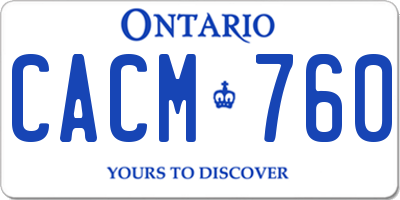 ON license plate CACM760