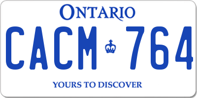 ON license plate CACM764