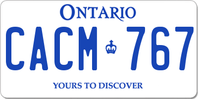 ON license plate CACM767