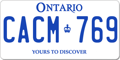 ON license plate CACM769