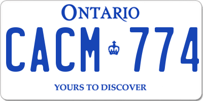 ON license plate CACM774