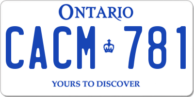 ON license plate CACM781