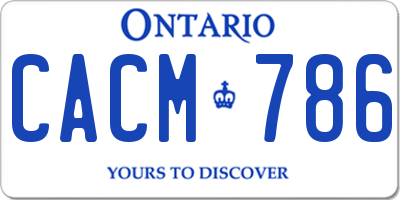 ON license plate CACM786