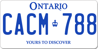 ON license plate CACM788