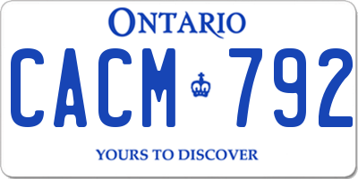 ON license plate CACM792