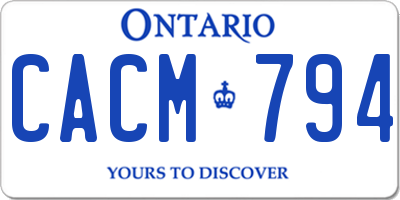 ON license plate CACM794