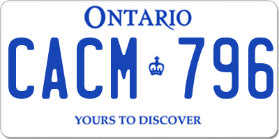 ON license plate CACM796