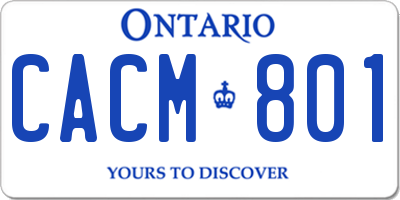 ON license plate CACM801