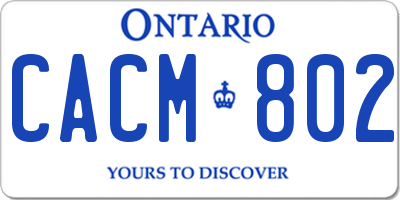 ON license plate CACM802