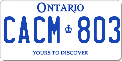 ON license plate CACM803