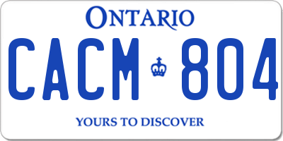 ON license plate CACM804