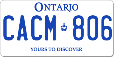 ON license plate CACM806