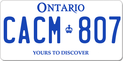 ON license plate CACM807