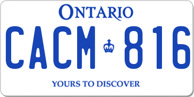 ON license plate CACM816