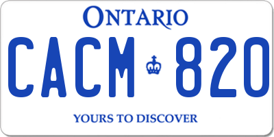 ON license plate CACM820