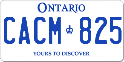 ON license plate CACM825