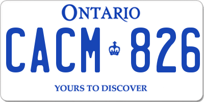 ON license plate CACM826