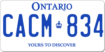 ON license plate CACM834