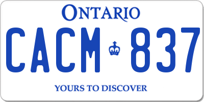 ON license plate CACM837