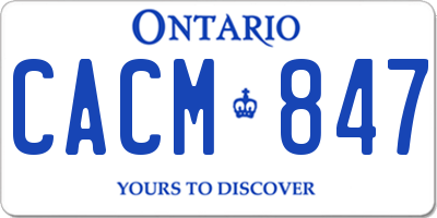 ON license plate CACM847