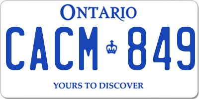 ON license plate CACM849