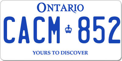 ON license plate CACM852