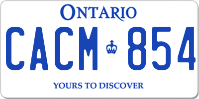 ON license plate CACM854