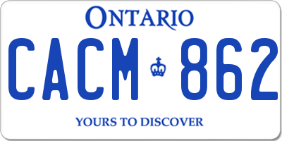 ON license plate CACM862